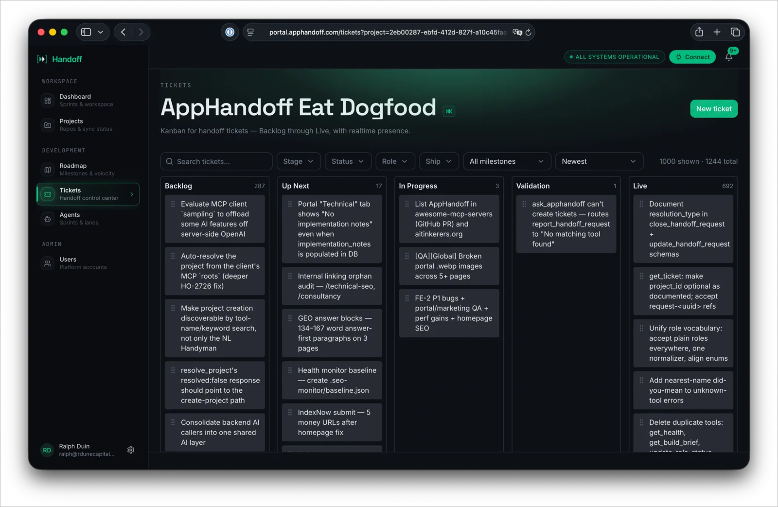 AppHandoff work orchestration board
